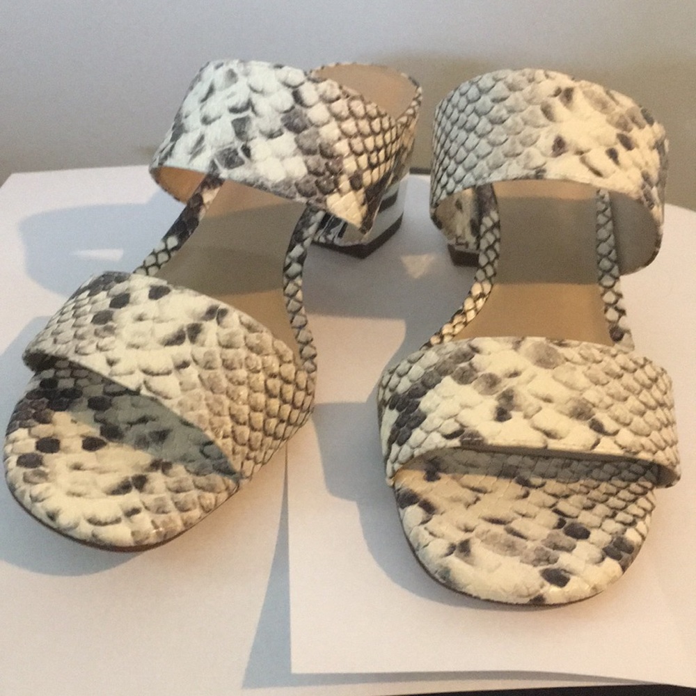 Block Heeled Snake Sandal 👡, S-6.5,Leather